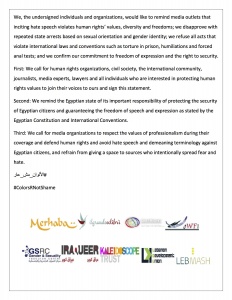 Statement Human rights and freedom of expression in Egypt trapped between security services and the media