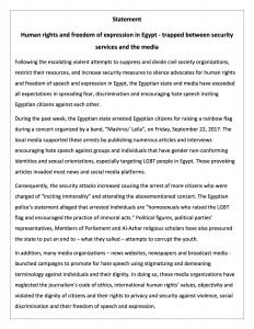 Statement Human rights and freedom of expression in Egypt trapped between security services and the media1